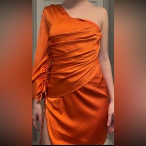 Satin High Slit Mini Dress